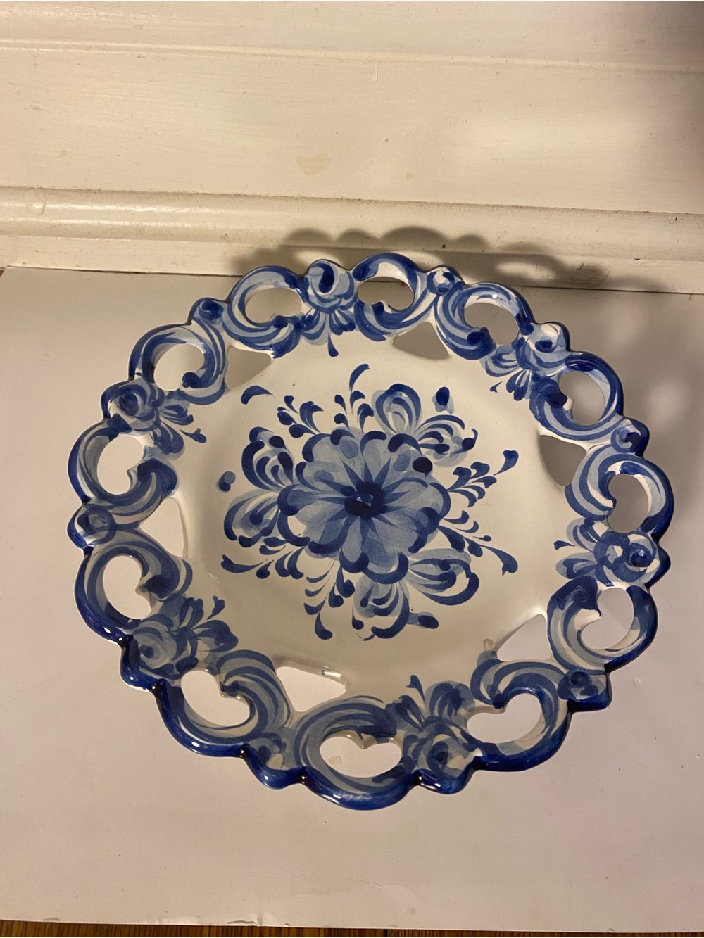 Hand-Painted Blue and White Decorative Ceramic Bowl - Portuguese